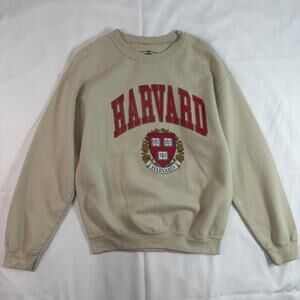Cream Red Harvard University Collegiate Graphic Long Sleeve Crew Neck Medium